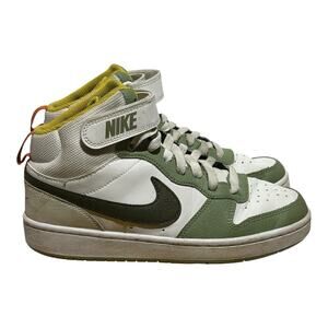Nike Court Borough Mid 2 GS White Green Black Strap Sneaker Youth 5.5/ Women's 7